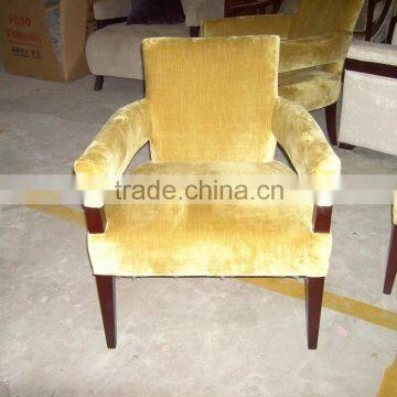 Yellow fabric hotel solid wood arm chair XY0856