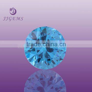 Wholesale aaa ocean blue round cubic zirconia loose stone