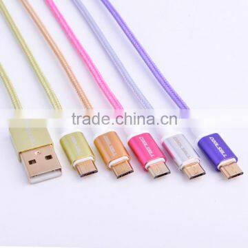 colorful NY braided usb cable for samsung mirco usb cable V8 braided usb cable