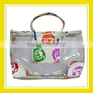 2016 Fashion Products Bros Colorful Baby Lion Head Waterproof Printed Transparent Beach Bag