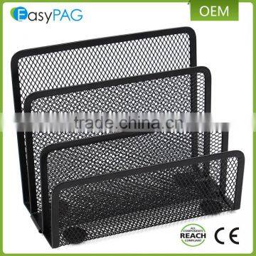 EasyPAG 4 stacking sorter sections black wire mesh desktop paper letter holder