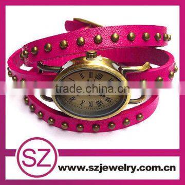 Women leather strap bracelet wrist watch wholesale