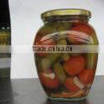 Pickled cucumber and big tomato