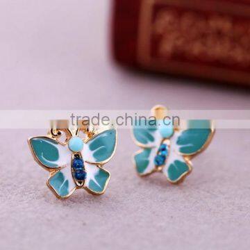 Bule Enamel butterfly earrings