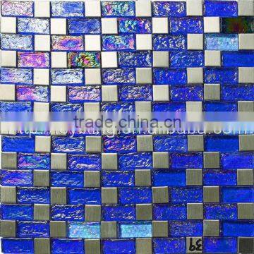 Building material designs stainless steel mix glass mosaic tile