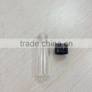 4ml transparent color tube glass bottle with black cap