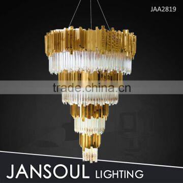 Unique design golden large contemporary crystal pendant light