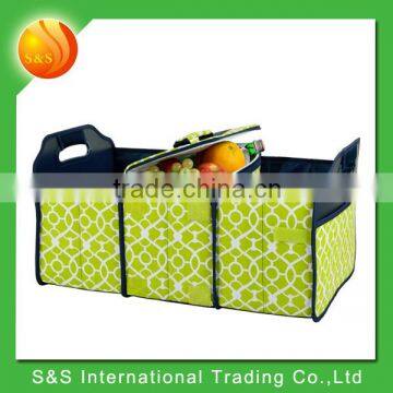 Collapsible Folding Flat Cooler Car Trunk Organizer Storage Basket with Cooler