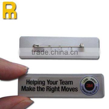 Badge Type and magnetic button on or pin on reusable name badge