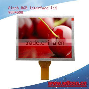 8inch 800*600 RGB interface 250 nits wide screen tft lcd display for industrial use