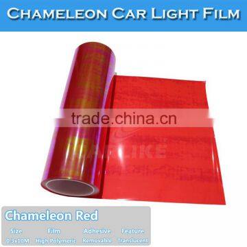 CARLIKE Red 0.3*10m Glossy Chameleon Car Light Tint Film