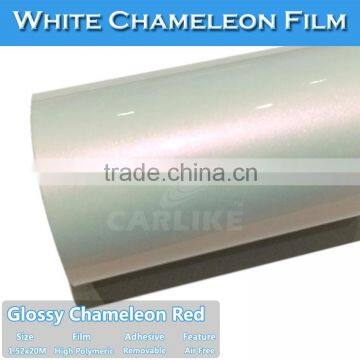 CARLIKE Brand Chameleon Pearl White Glossy PVC Film Red For Car Sticker photo-2