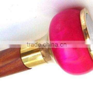 Beautiful Pink Color Compass Handle Walking Stick/Brown Wood Walking Stick/Golden Edges Compass Walking Stick Wk1117 photo-5