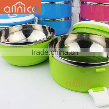 Multilayer Light Surface Round Shape Design Insulation PP Inner Stainless Steel Tiffin Box /bento Box With Air Hole p Handle photo-2
