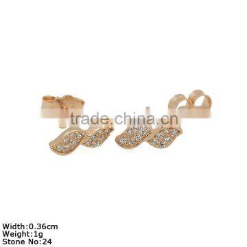 GZA9-018 Twist Design Small Silver Earring With Stones Stud Earrings photo-2