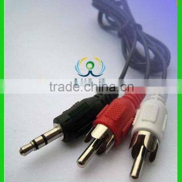 3.5mm plug to speaker wire Mini Audio Plug to 2 RCA Stereo Male Adapter Converter Cable For PC 9996