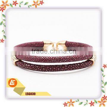 New fashion leather bracelet jewelry in real stingray fish leather for wholesale