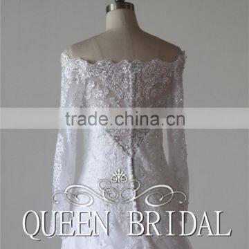 QUEEN BRIDAL Long Sleeve Wedding Dress Lace Beading Vestidos De Novia photo-5