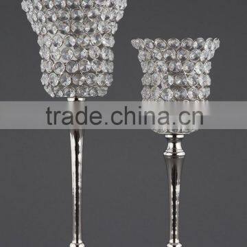 Metal & Crystal Candle Votive Flower Shape