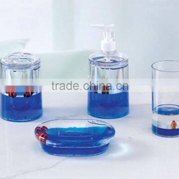 4pcs well sold fassional ocean design plastic oil floating acrylic Bathroom Accessories Set