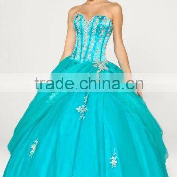 New Design Sweetheart Floor Length Applique Champagne Stain Quinceanera Dress HAQ-004 photo-3