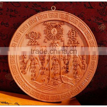 Peach wooden Shan Hai Zhen Plaque, Feng Shui Plaques