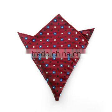 Blue Polkadot Twill Silk Pocket Square