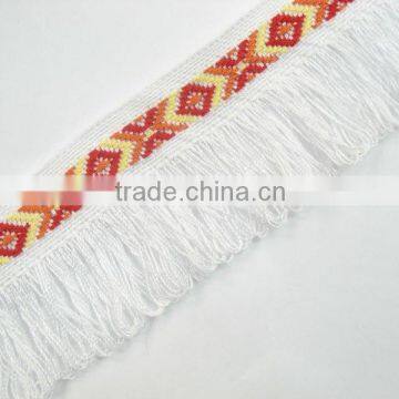 National style jacquard webbing with fringes decorative ribbon trimming