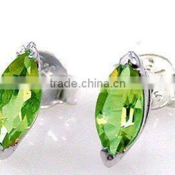 1.35ctw Genuine Peridot Marquise & .925 Silver Stud Earrings