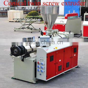 Conical co-rotating twin screw extruder