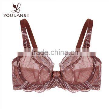 2016 New Design Spandex Polyester Lace Sexy Girls With Transparent Bra