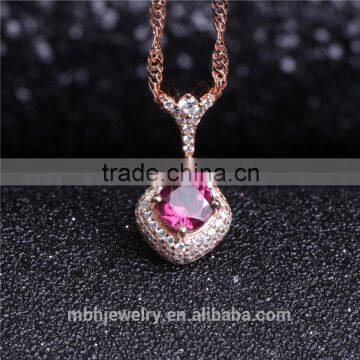 Factory Wholesale Silver Gemstone Jewellery Set 18K Gold Plating 925 Silver Natural Pink Topaz Earrings Pendant Necklace Set photo-2