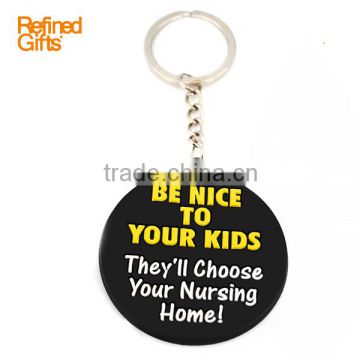 Trendy and fashional keychain accessory round shape PVC Rubber supplier PVC Rubber Keychain/keyring/key tag