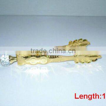 2013 gold pated metal ice tong / BBQ tong / charcoal tong