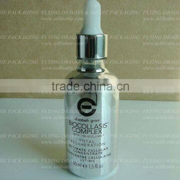 30ml shiny silver dropper bottle,Glass essential oil bottle