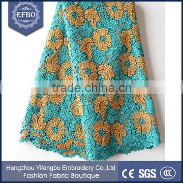 2017 great quality multi color cupion lace fabric stones design fashion lace fabric washable cord lace fabric