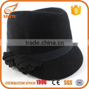 Fashion design black fedora hats wholesale women felt mini fedora hat