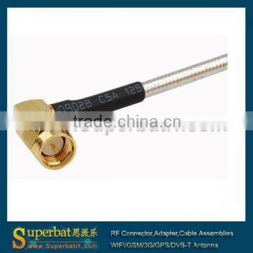 cable antenna Pigtail cable SMA male right angle Semi-Flexible-.141'' RG402 cable for wire