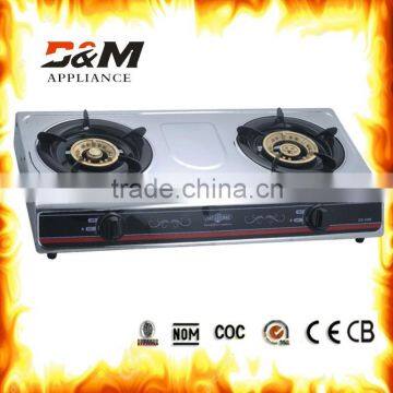 free standing stainless steel protable two burners gas stove/ cooker/hob
