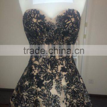 (JBH2016-29) MARRY YOU White Black Lace Overlay Wedding Dress photo-3