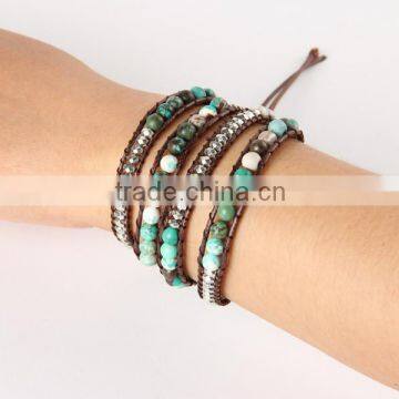 Pure Natural Turquoise Paragraphs Female Winding Bracelet for Men and Women Lovers in Tibet photo-4