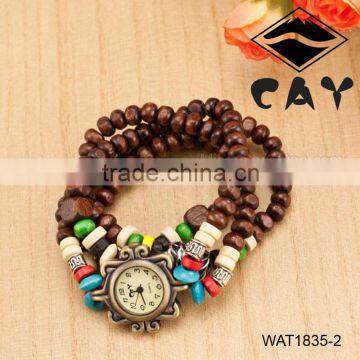 NEW Vintage Handmade Buddha Wooden Beads Star Bracelet Wrist Watch photo-5