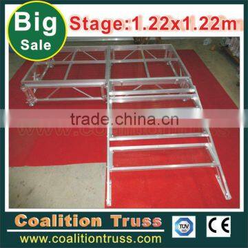 1.22x1.22m outdoor movable assembly glass aluminum stage