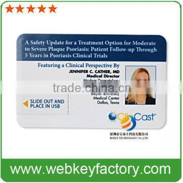 2016 customized plastic business card usb webkey for promotional gift