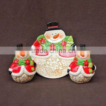 Christmas decoration snowman ceramic salt and pepper shaker