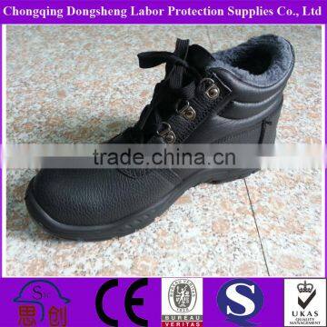 Middle Cut Full Leather Work Shoes with Artificial Furs as Lining Material