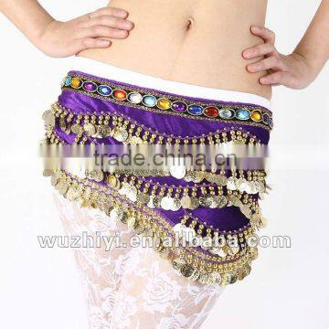 Beaded golden coin velvet belly dance hip belts YL063