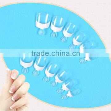 Wholesale french artificial nail art tips classic fake ABS nail tips with handle