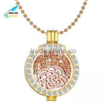 2016 Fashion crystal pendant interchangeable coin necklace jewelry