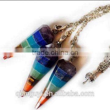 Fashion 2016 quartz crystal point pendants prism 7 chakra crystal gem stone pendant for gift